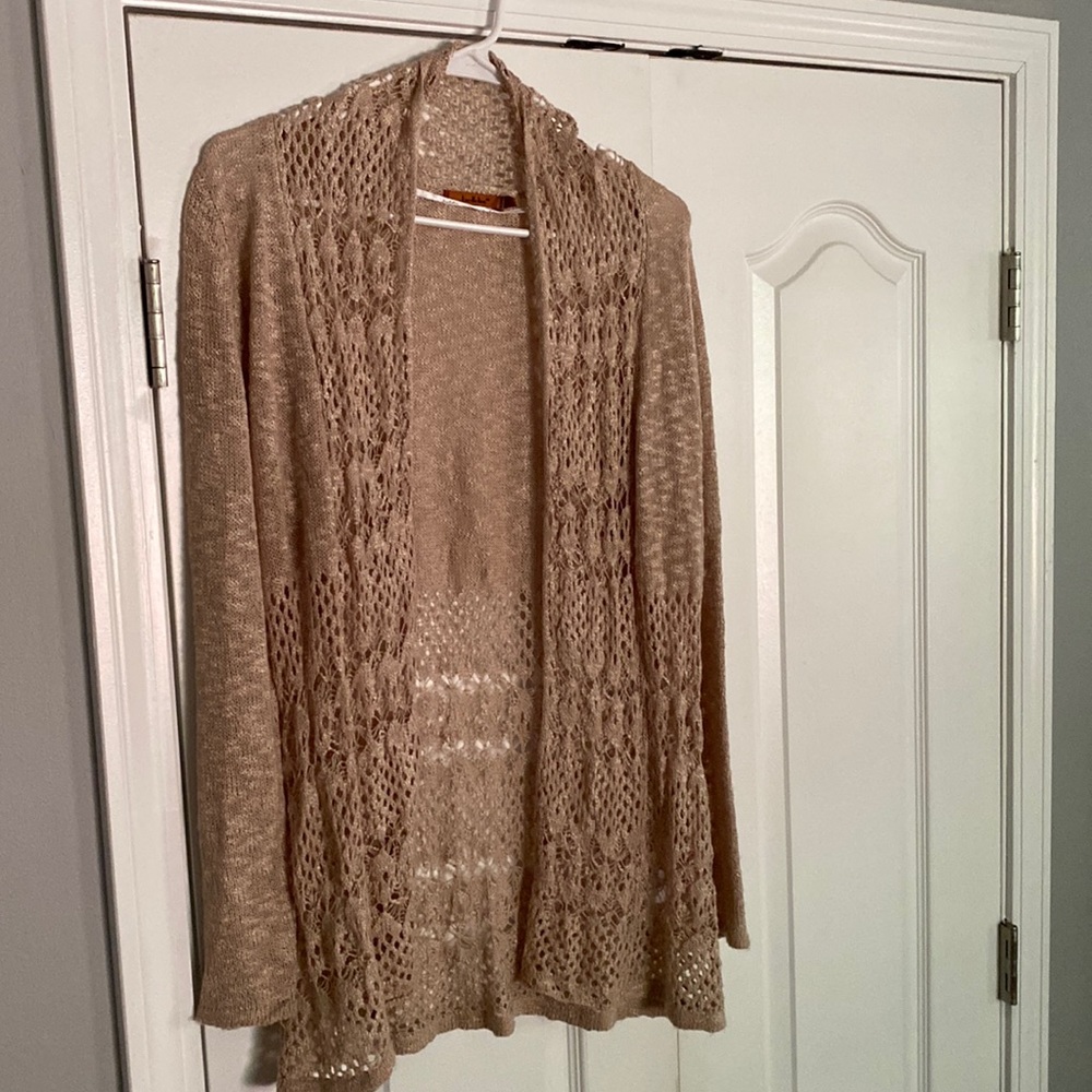 Belldini Tan lace cardigan